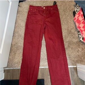 red zara 90s full length jeans in size 6